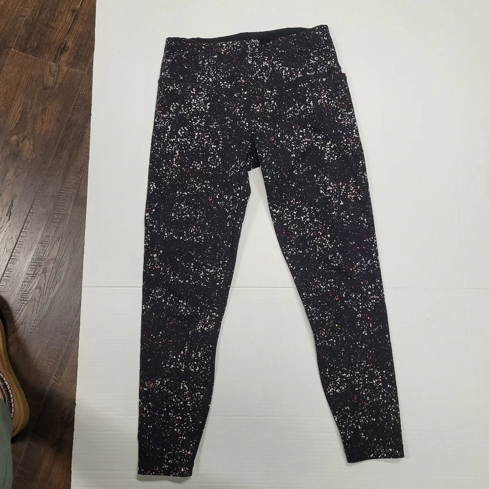 Sweaty Betty Women’s Power 7/8 Workout Leggings, Black Red Confetti Size S